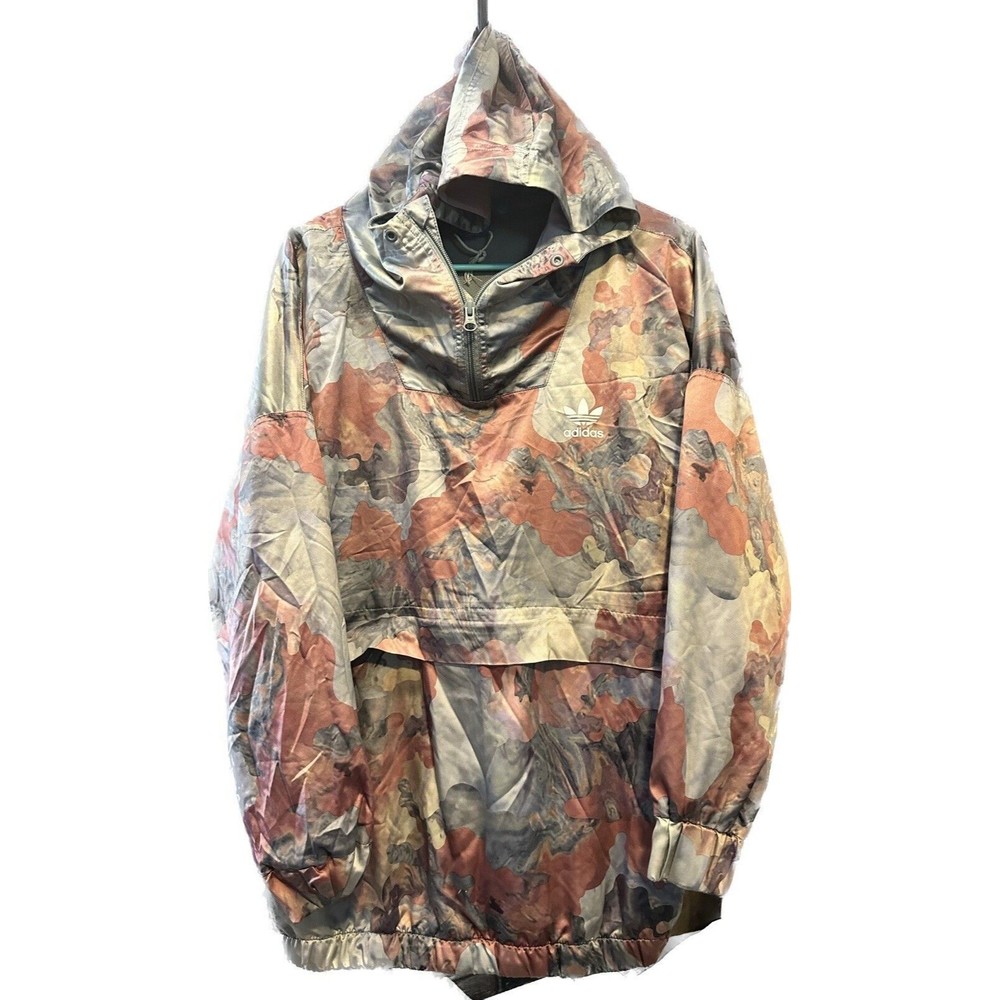 Adidas Watercolor Tie Dye Windbreaker Jacket Pastel Oil Spill Women’s Medium GUC